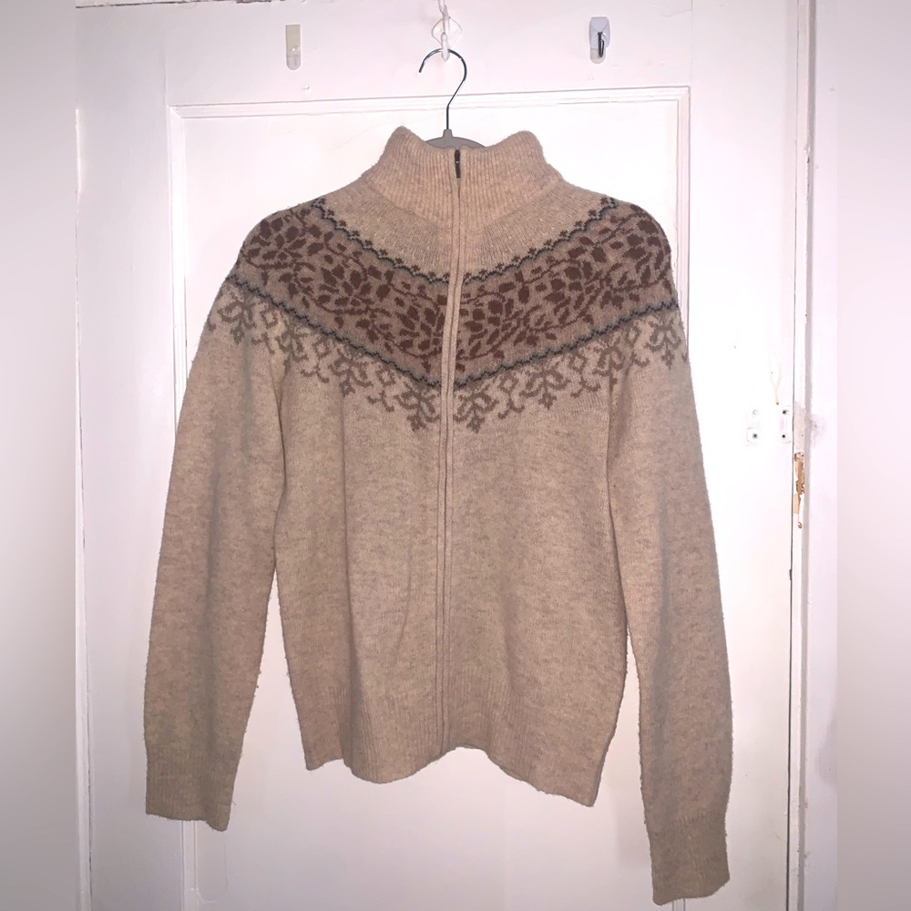 Vintage Eddie Bauer 100% Lambs Wool  Zip-up Sweater